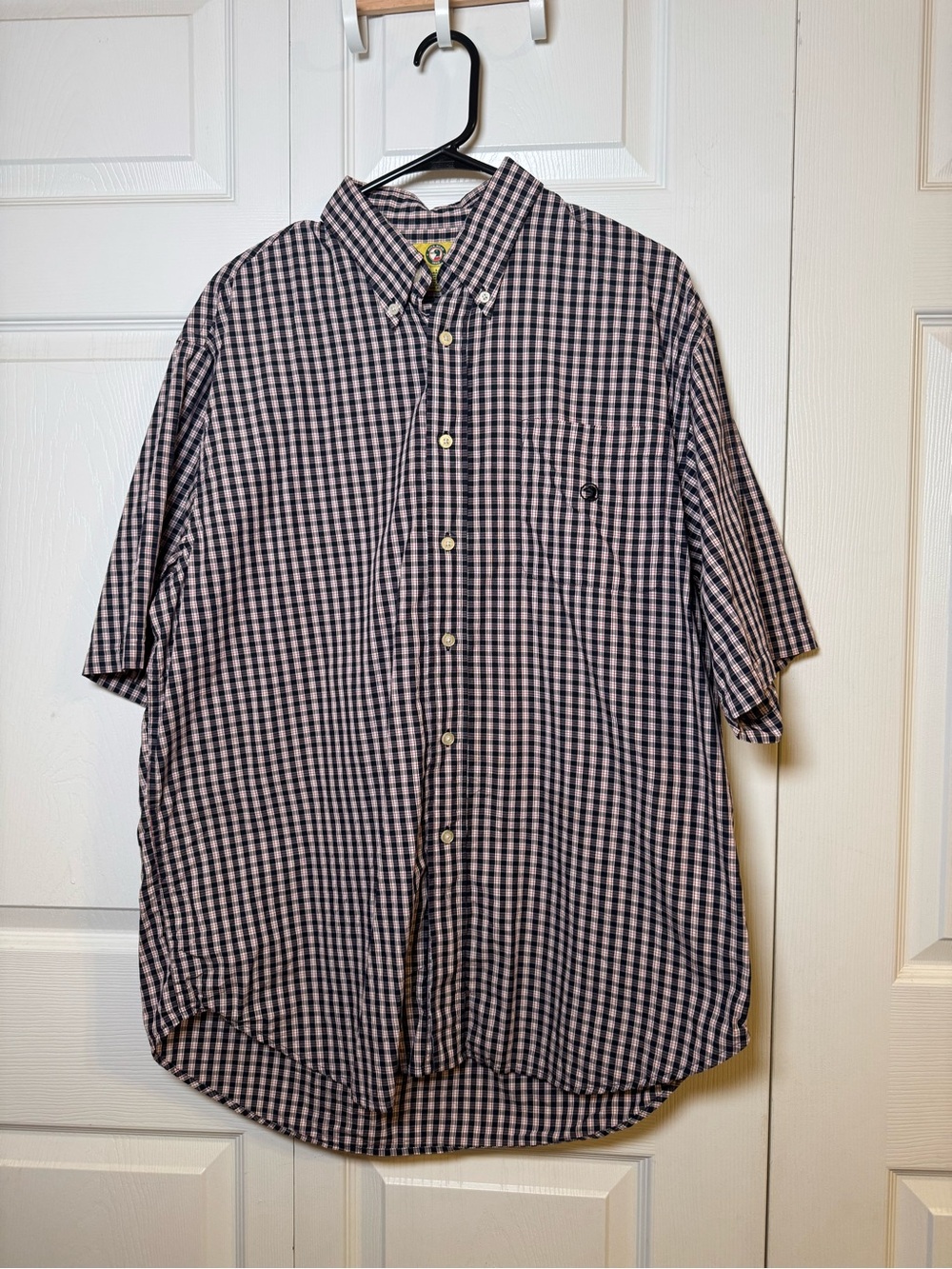 Duck Head Short-Sleeve Button-Down Check Shirt - Navy & White 100% Cotton